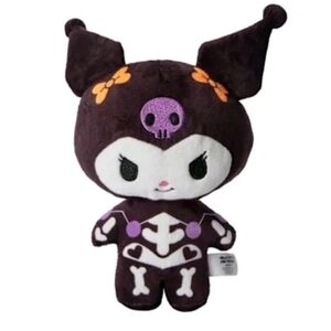 Kuromi-Inspired Black and Purple Plush Character - Cute Skeleton Design